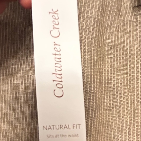 Clearance new Cold Water Creek 100% Linen Natural Fit Bootcut 14 Pin Striped Tan - Picture 3 of 8